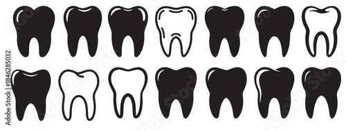teeth silhouette white background