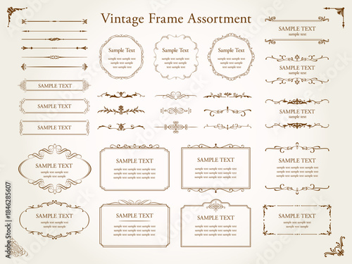 European luxury  vintage frame and decorative border illustration set.