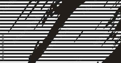 Abstract Stripes Black and White, Horizontal Lines, Sharp Angles, Overlapping Sections. Graphic for design and backgrounds offering a sleek and modern aesthetic 168