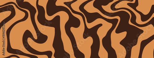 Abstract chocolate coffee pattern with swirl cream texture and vector bg. Wavy marble design creates smooth cocoa flow for dessert art and modern background.