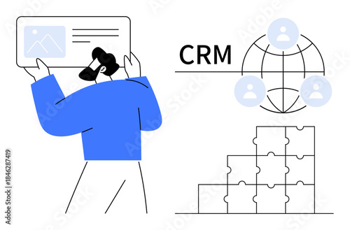 CRM concept. CRM solutions streamline client interactions and enhance customer engagement. CRM systems improve organization, boost sales, and support effective business strategy. Perfect