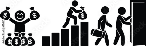 Visualizing the journey to financial success and professional growth through various stages