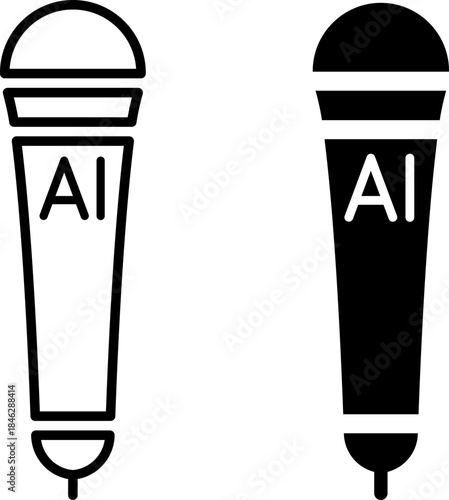 Ai voice generator black icon isolated. Podcast sound waves collection. Voice message for social media app