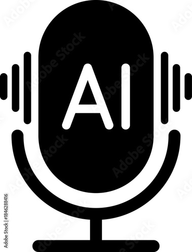 Ai voice generator black icon isolated. Podcast sound waves collection. Voice message for social media app