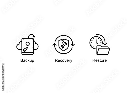 Backup Recovery Restore Minimal Bold Line Icon Set