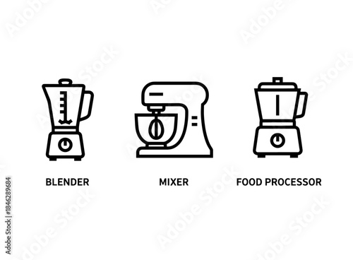 Blender Mixer Food Processor Minimal Bold Line Icon Set
