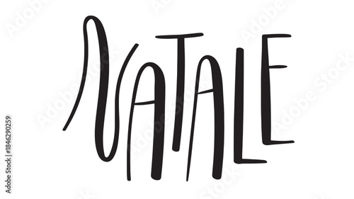 Handwritten natale wordmark in black modern calligraphy style on transparent background silhouette