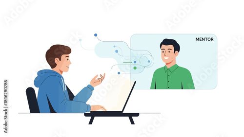 virtual mentoring session between a young individual and a mentor for career guidance