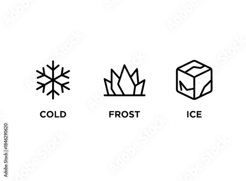 Cold Frost Ice Minimal Bold Line Icon Set