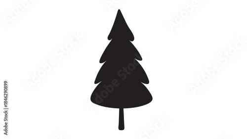 Simple black spruce tree graphic on transparent background silhouette