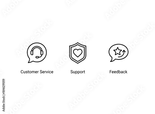 Customer Service Support Feedback Minimal Bold Line Icon Set