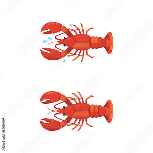 Fresh Lobster on a Rustic Wooden Table with Lemon and Herbs