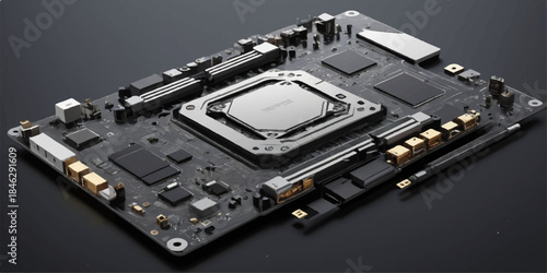 Futuristic electronic motherboard design symbolizing modern computing hardware systems