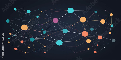 Abstract digital network visualization representing data connections, technology, and innovation