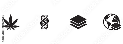 Cannabis, DNA, Data Layers, and Global GIS Icons Set