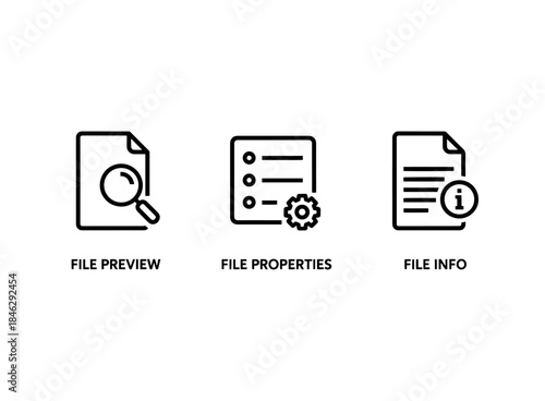 File Preview File Properties File Info Icon Set Minimal Bold Line