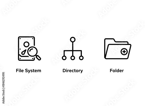 File System Directory Folder Icon Set Minimal Bold Line