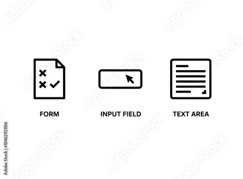 Form Input Field Text Area Icon Set Minimal Bold Line
