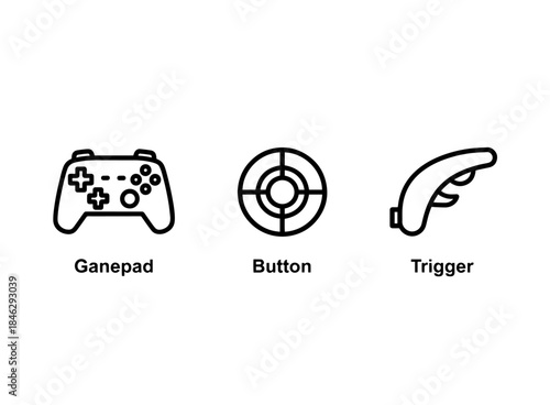 Gamepad Button Trigger Icon Set Minimal Bold Line Variation