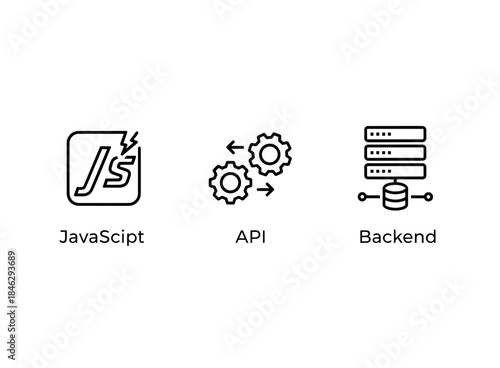 JavaScript API Backend Icon Set Minimal Bold Line