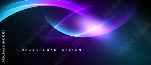 Abstract neon curves, vibrant blues, purples, bright light effects. Modern design element for digital backgrounds, presentations.