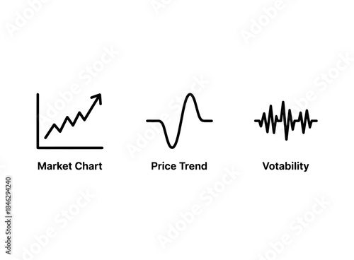 Market Chart Price Trend Volatility Icon Set Minimal Bold Line