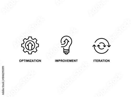Optimization Improvement Iteration Icon Set Minimal Bold Line