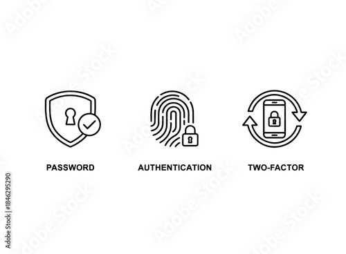 Password Authentication Two Factor Icon Set Minimal Bold Line