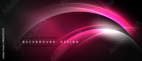 Abstract background features vibrant pink neon curves. Dark shades create depth, modern design element. Smooth gradients offer visual appeal.