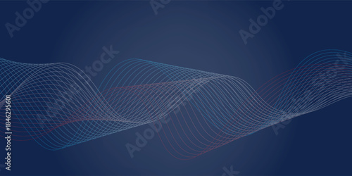 Modern abstract background featuring a digital wave made of glowing dots over a dark blue theme ideal for web and design use.eps10