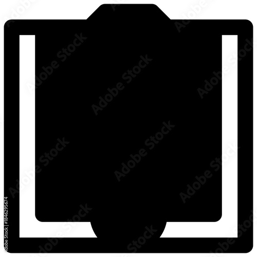Pizza box. Outlined stroke vector icon with black-filled details.