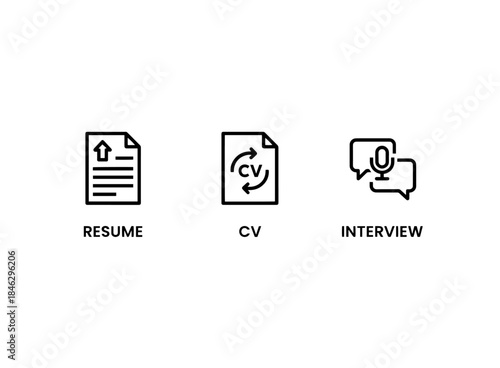 Resume CV Interview Minimal Bold Line Icon Set
