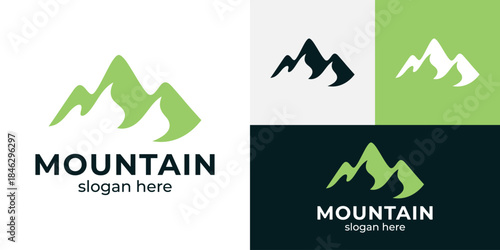 Mountain logo design illustration. Peak design with style simple minimalist vector icon symbol