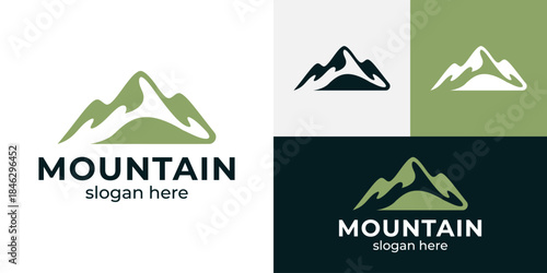 Mountain logo design illustration. Peak design with style simple minimalist vector icon symbol