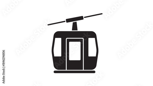Simple black cable car graphic design element on transparent background silhouette
