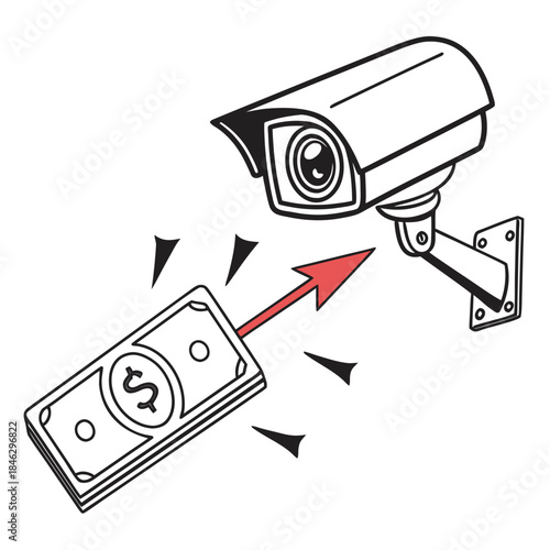Security camera pointing at cash exchange money transaction