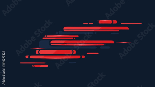 Red Sound Waves on Dark Background.