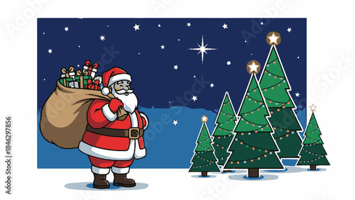 Santa Claus carrying a sack of gifts.