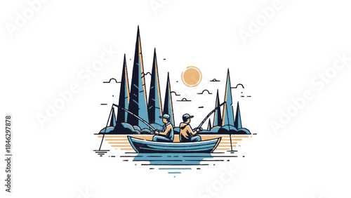 Sailboat with Sails and Person Onboard.