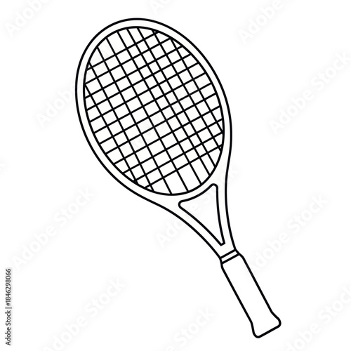 Detailed Line Art of a Tennis Racket for Coloring.