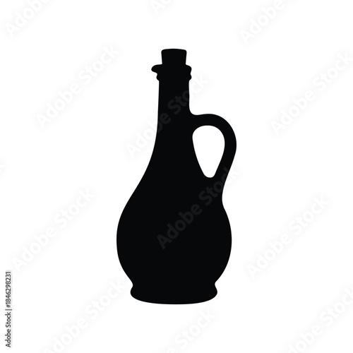 Oil bottle silhouette icon vector flat design.