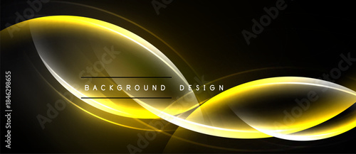 Abstract yellow lines over black background. Modern design elements create dynamic visual effect. Simple, elegant composition.