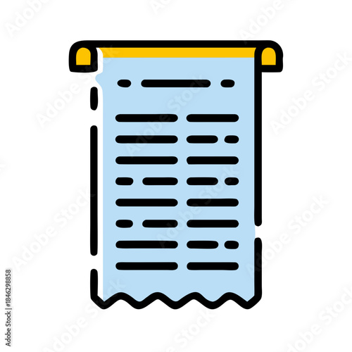 Paper Receipt or Shopping Bill Icon Vector Illustration in Cute Cartoon Style