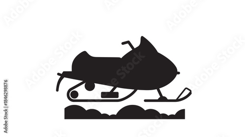 Black snowmobile graphic design element on transparent background silhouette