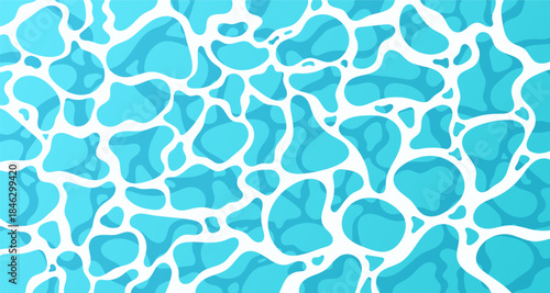 Blue ocean wave. Rippled water surface with sunlight reflecting. Top view. Beach, Ocean clean and deep water. Vector illustration