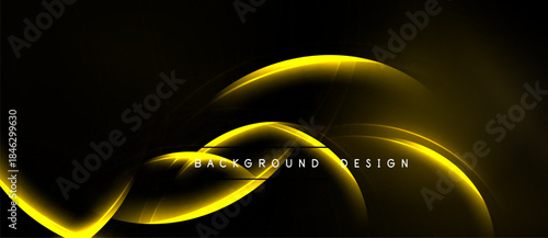 Abstract golden lines over black background. Elegant, dynamic curves create modern visual effect. Perfect for presentations, designs.