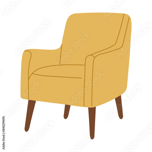Cozy chair design with simple lines and a bright color suitable for home or office seating arrangement