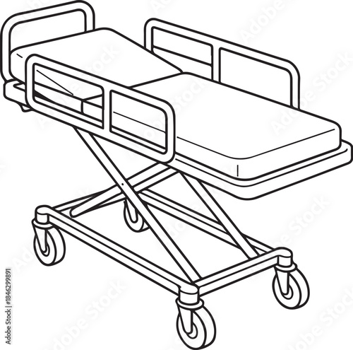 Patient Transport Stretcher Illustration.eps