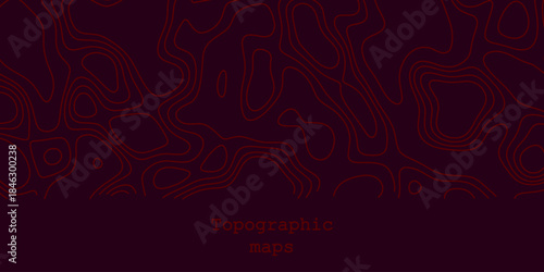 Luxury red abstract topographic map background with red lines texture, wallpaper design for fabric , packaging , web, geographic grid map vector illustration.