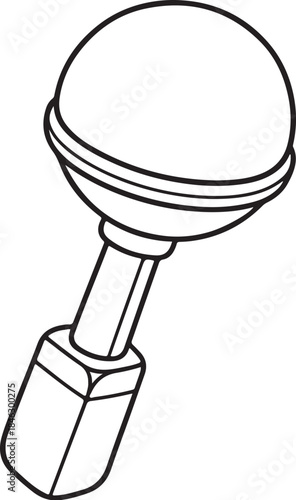 Baby Rattle Line Art 3D Lite Classic Ball Head Design.eps